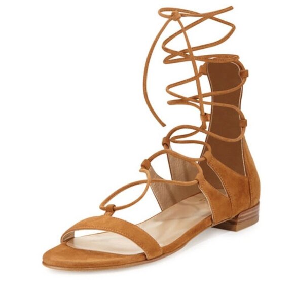 Stuart Weitzman Gladiator Sandals 6 Brown Suede - Picture 1 of 13